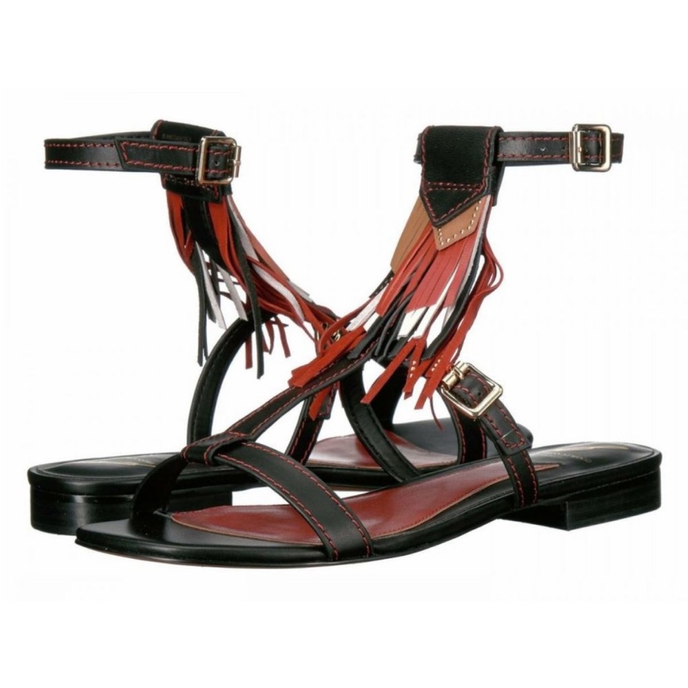 NWOT Brian Atwood sandals, size 8.5, quality all leather w/ fringe detail. 👡